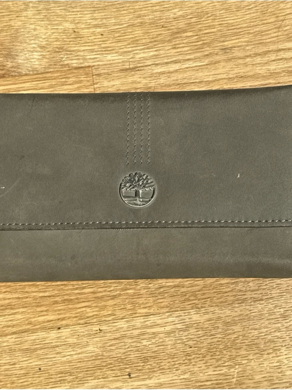 Timberland Charcoal Leather Fold-Over Clutch
